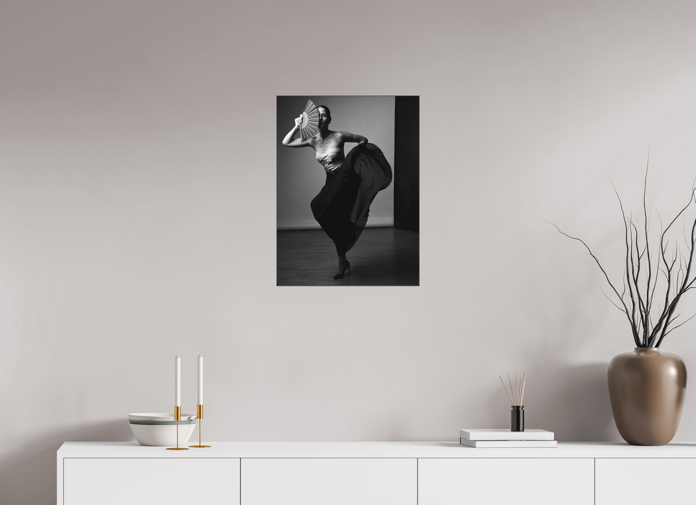 45 x 60 cm, SW Acrylglas matt Nadine mit Fächer